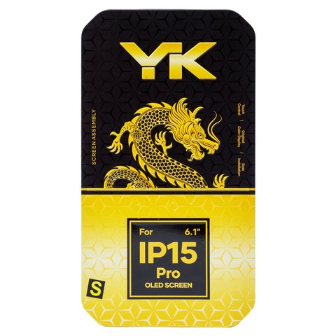 Дисплей для iPhone 15 Pro, черный, с рамкой, High Copy, без микросхемы, (OLED), YK OEM hard Превью 1