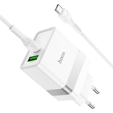Мережевий зарядний пристрій Hoco N21, 30 Вт, Power Delivery (PD), білий, з кабелем USB тип-C до USB тип-C, 2 порта, #6931474757791 Прев'ю 2