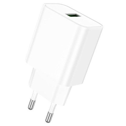 Сетевое зарядное устройство Borofone BA72A, 18 Вт, Quick Charge, белый, 1 порт, #6974443388558 Превью 1