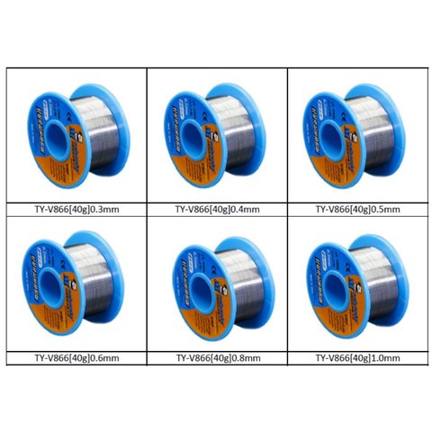 Estaño Mechanic TY-V866, Sn 63% , Pb 37%, flux 1-3%, 0,6 mm, 40 g Vista previa  1