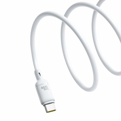USB кабель Baseus Silky, 2xUSB тип-C, 100 см, 100 Вт, белый, силиконовый, #P10377704213-00 Превью 1