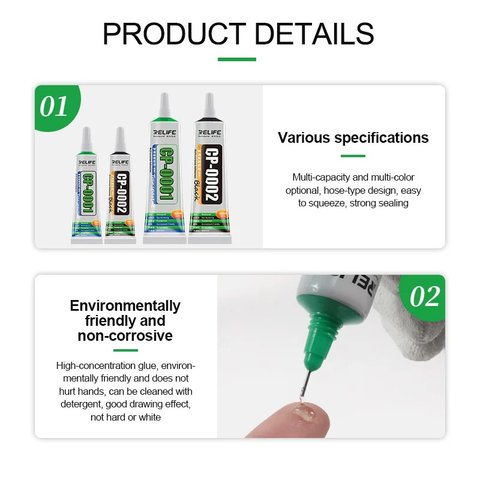 Sealant Glue RELIFE CP-0002, (for gluing back covers, for display frames, 15 ml, black) Preview 5