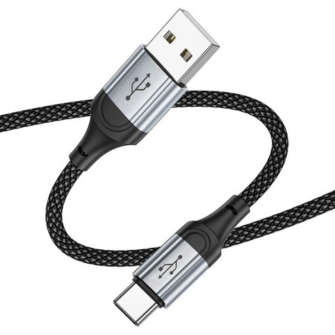 USB кабель Hoco X102, USB тип-C, USB тип-A, 100 см, 3 A, чорний, в нейлоновому обплетенні, #6942007608770 Прев'ю 1