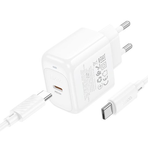 Сетевое зарядное устройство Hoco CS53A, 25 Вт, Power Delivery (PD), белый, c кабелем USB тип-C к USB тип-C, 1 порт, #6942007631501 Превью 5